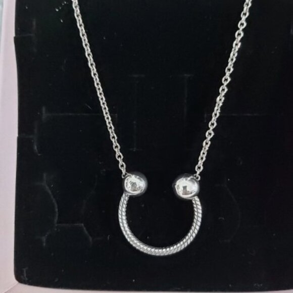 Authentic Pandora Sterling Silver U-shape Charm Pendant Necklace 392747C00-45 - Picture 16 of 16